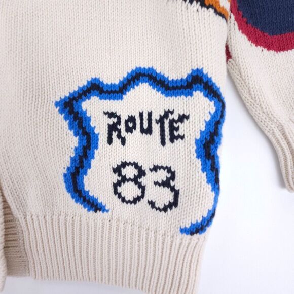 MAXMARA Road Trip Cardigan Intarsia Embroidered Western Boho Novelty Rib Sweater - Picture 7 of 13